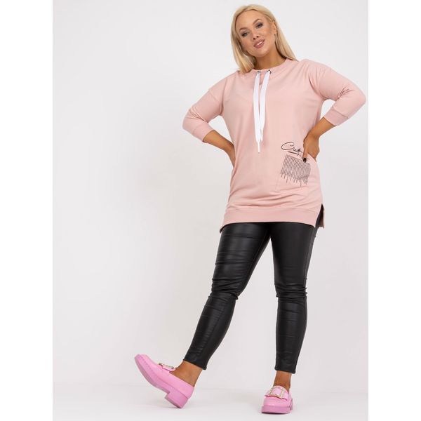 Fashionhunters Dusty pink plus size cotton tunic with Sylviane slits