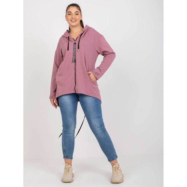 Fashionhunters Dusty pink plus size zip up hoodie with ribbing