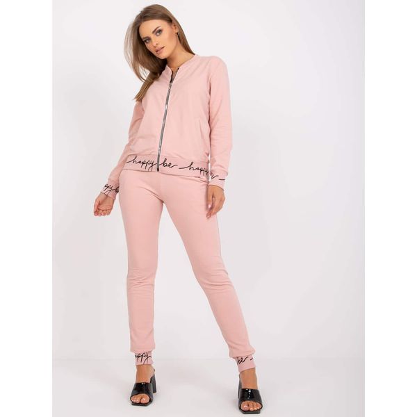 Fashionhunters Dusty pink two-piece casual set with pockets