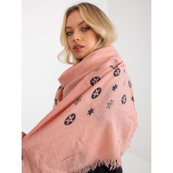 Fashionhunters Dusty pink women's scarf with a print