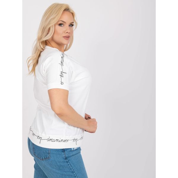 Fashionhunters Ecru cotton plus size blouse for everyday use