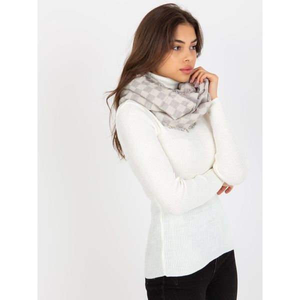Fashionhunters Ecru-gray women's scarf with wool