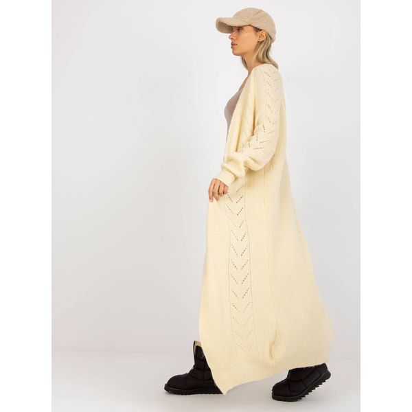 Fashionhunters Ecru maxi cardigan without fastening