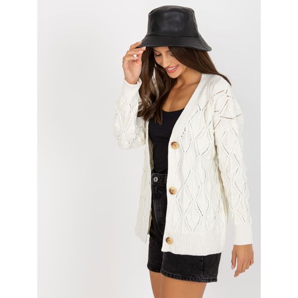 Fashionhunters Ecru openwork cardigan with buttons RUE PARIS