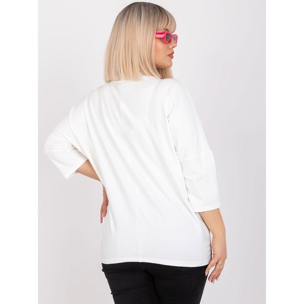 Fashionhunters Ecru plus size blouse in Alinne cotton