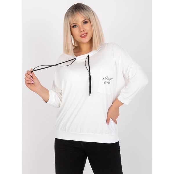 Fashionhunters Ecru plus size blouse with strings by Robert
