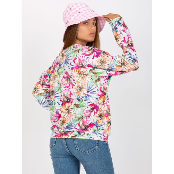 Fashionhunters Ecru velor blouse with a print and a V-neck RUE PARIS