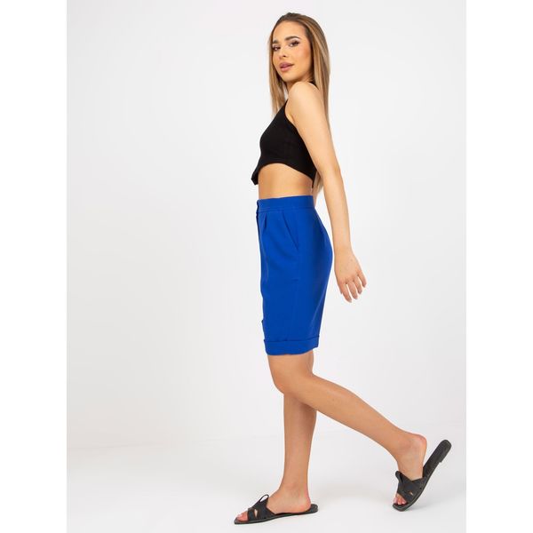 Fashionhunters Elegant long, cobalt shorts with a high waist