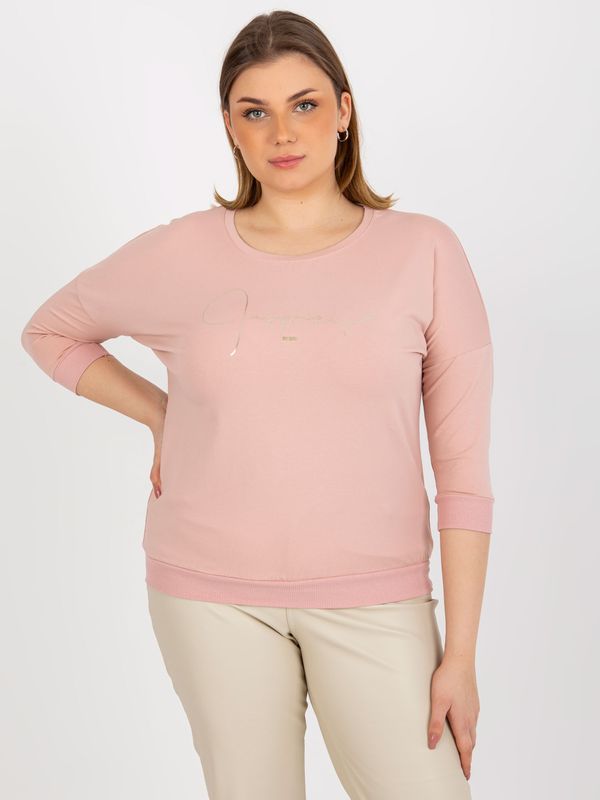 Fashionhunters Excessive light pink blouse with print and 3/4 sleeves