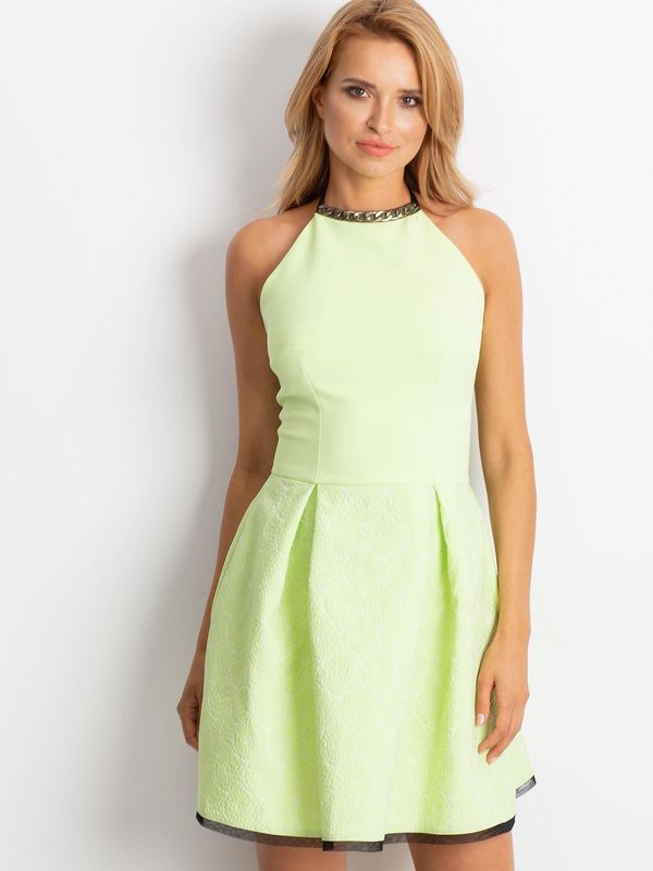 Fashionhunters Exterior cocktail dress in light green color