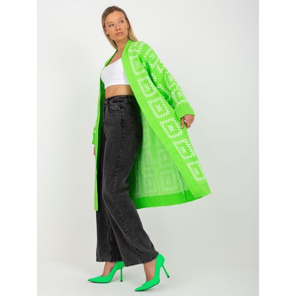 Fashionhunters Fluo green long oversize cardigan RUE PARIS