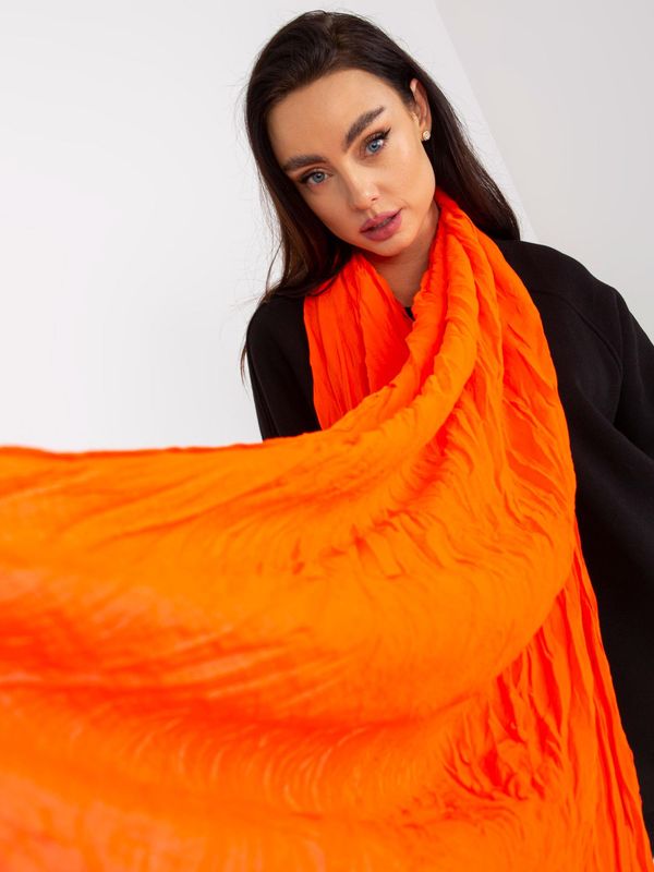 Fashionhunters Fluo orange airy scarf with pleats