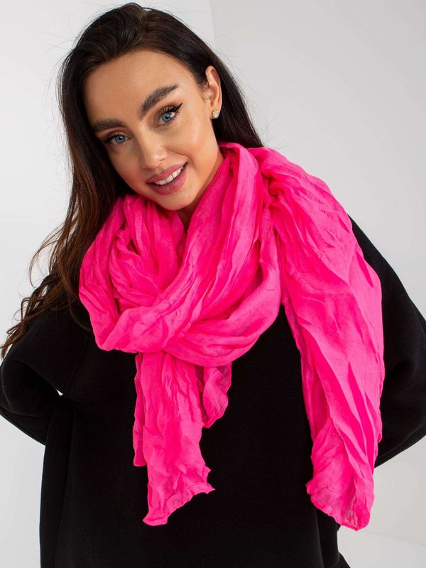 Fashionhunters Fluo pink airy viscose scarf
