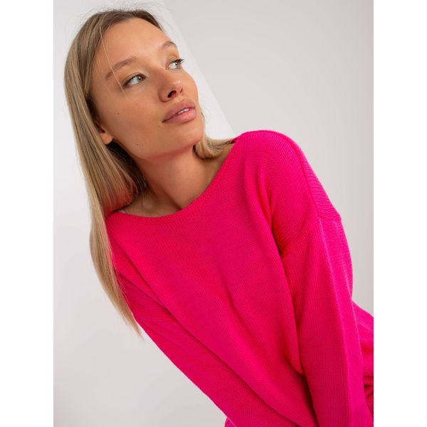 Fashionhunters Fluo pink asymmetrical oversize sweater OCH BELLA