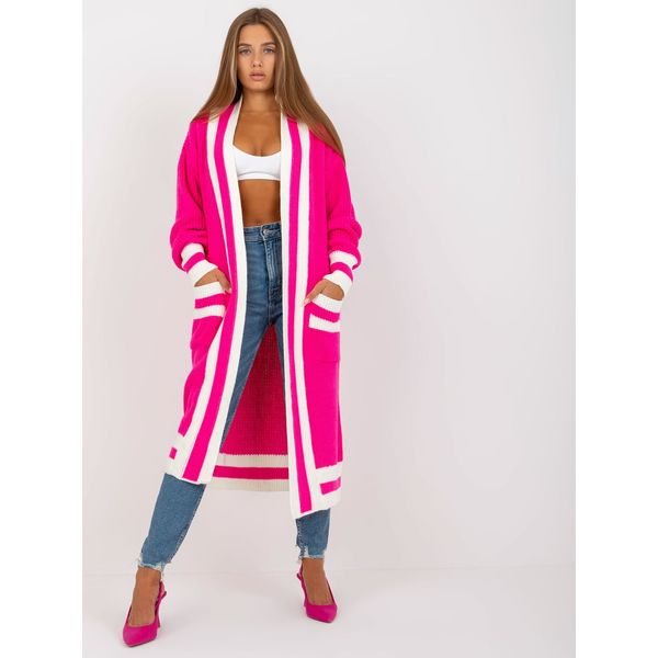 Fashionhunters Fluo pink loose cardigan without fastening RUE PARIS