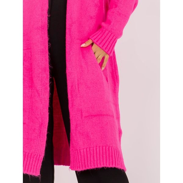 Fashionhunters Fluo pink oversized long cardigan RUE PARIS