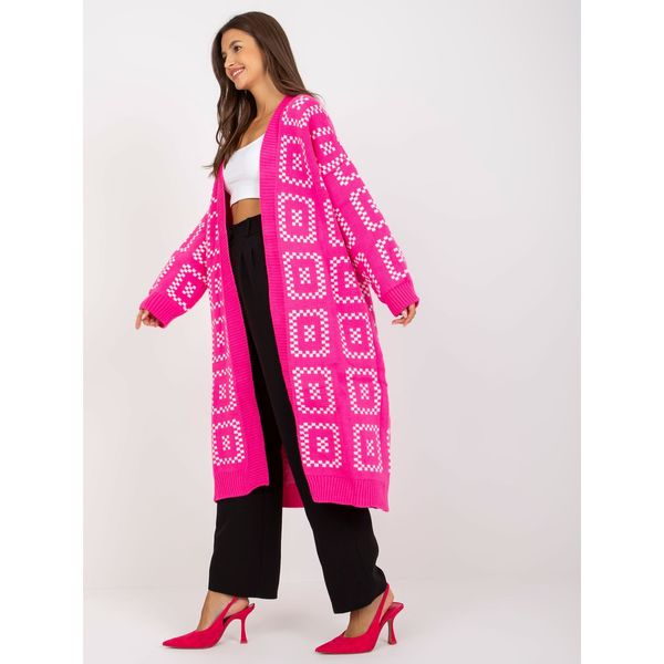Fashionhunters Fluo pink patterned cardigan without fastening RUE PARIS