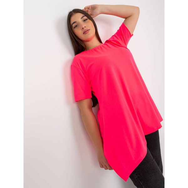 Fashionhunters Fluo pink smooth plus size viscose blouse