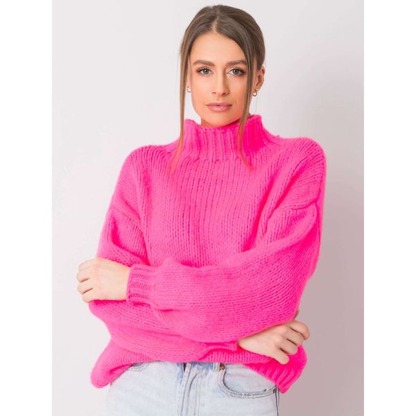 Fashionhunters Fluo różowy sweter rubinowy