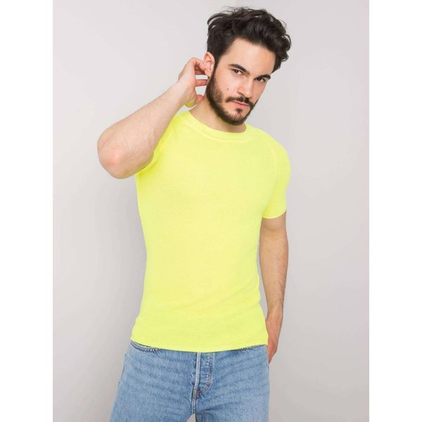 Fashionhunters Fluo żółty męski dzianinowy t-shirt