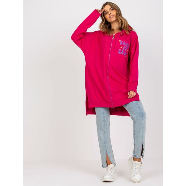 Fashionhunters Fuchsia and purple long zip sweatshirt with pockets
