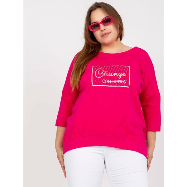 Fashionhunters Fuchsia everyday plus size blouse with zippers