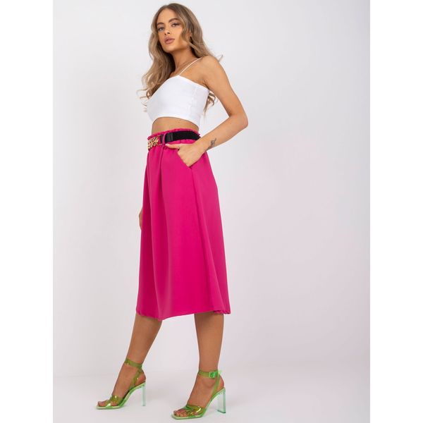 Fashionhunters Fuchsia formal trapezoidal midi skirt