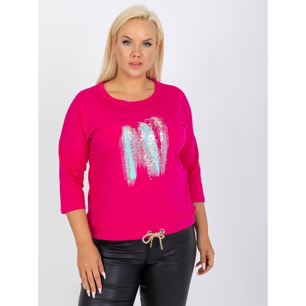 Fashionhunters Fuchsia plus size blouse with cubic zirconia