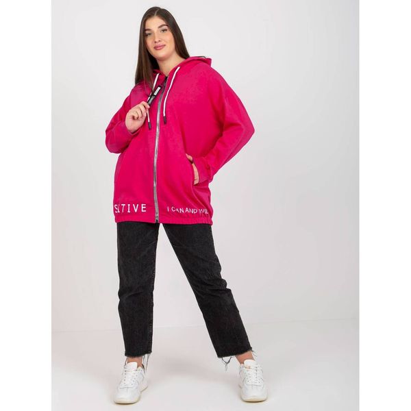 Fashionhunters Fuchsia plus size zip up hoodie