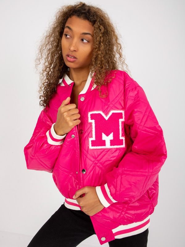 Fashionhunters Fuchsia quilted bomber with patch