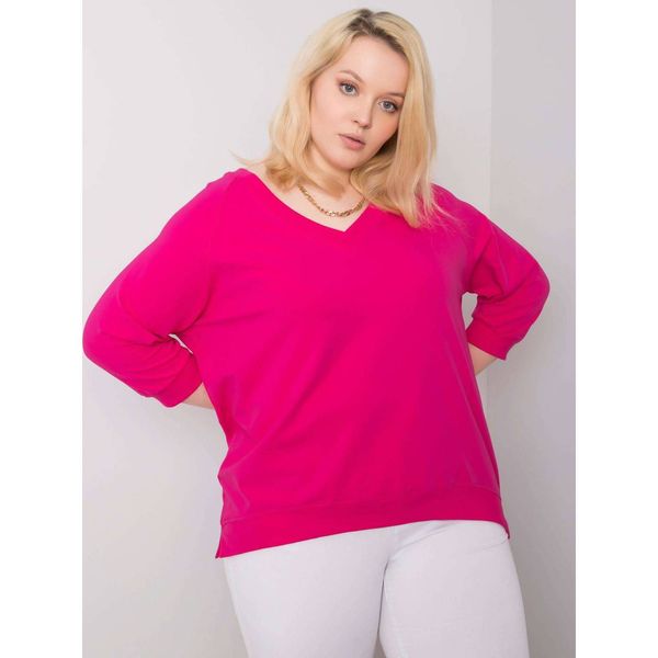 Fashionhunters Fuksja plus size bawełniana bluza