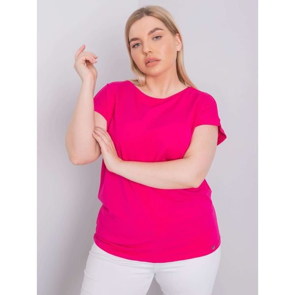 Fashionhunters Fuksja plus size bawełniana t-shirt