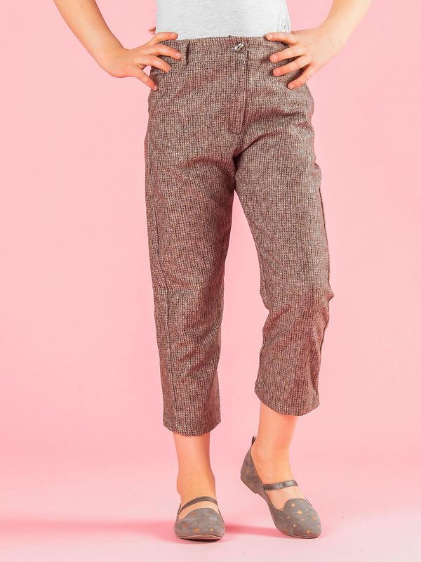 Fashionhunters Girls' trousers with imprint imitation khaki wool