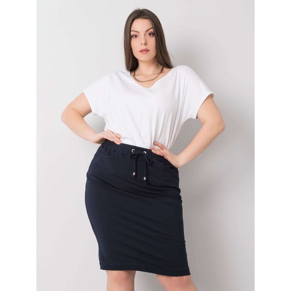 Fashionhunters Granatowa spódnica bawełniana plus size