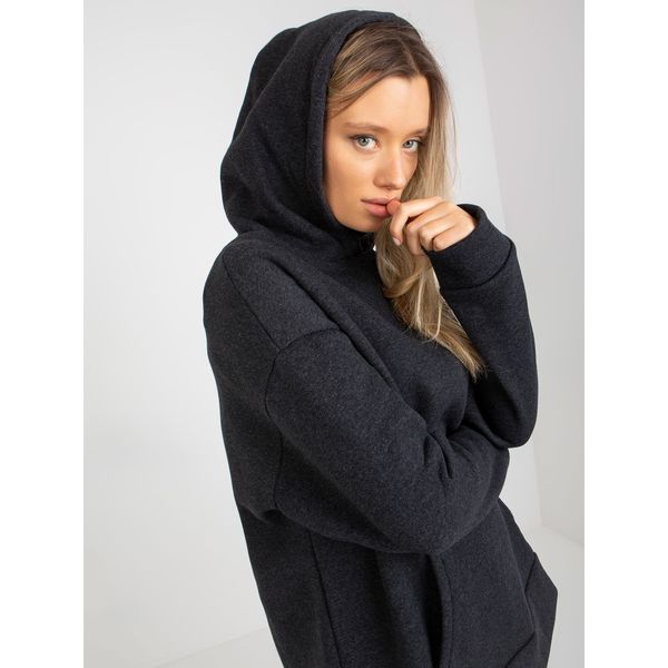 Fashionhunters Graphite oversize kangaroo sweatshirt