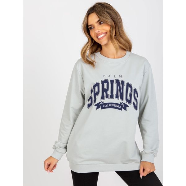 Fashionhunters Gray and navy blue sweatshirt without a hood with pockets