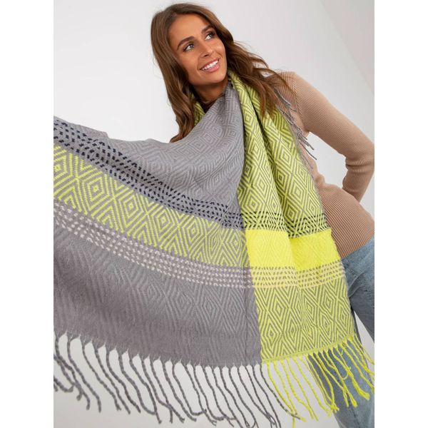 Fashionhunters Gray and yellow women's knitted scarf