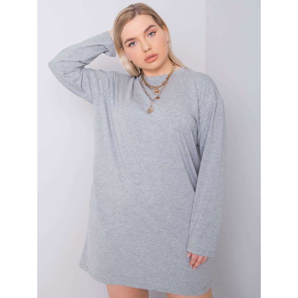 Fashionhunters Gray cotton plus size dress