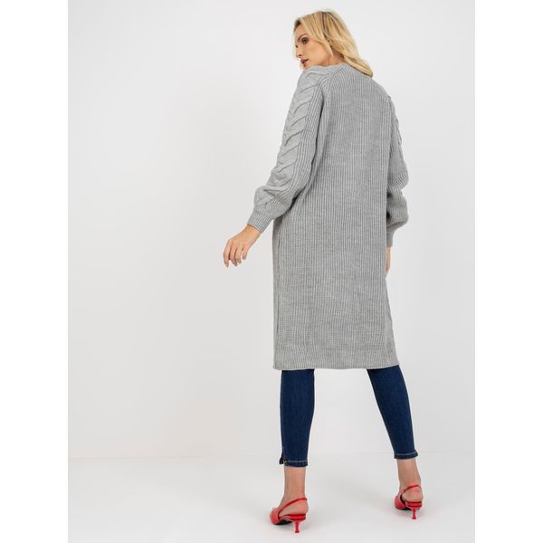 Fashionhunters Gray long cardigan with braids RUE PARIS