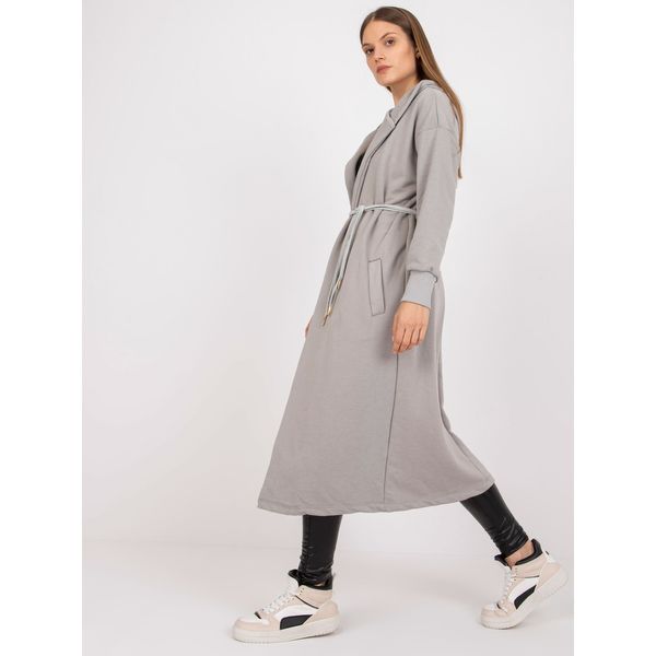 Fashionhunters Gray long hoodie with pockets