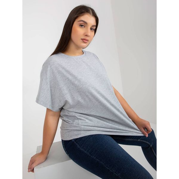 Fashionhunters Gray melange plus size basic cotton t-shirt