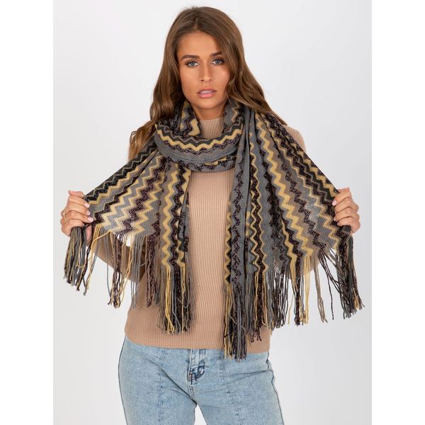 Fashionhunters Gray patterned scarf with shiny thread