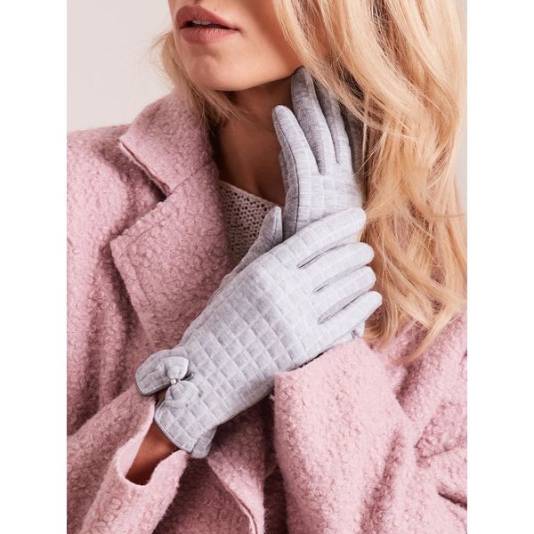 Fashionhunters Gray plaid women's gloves