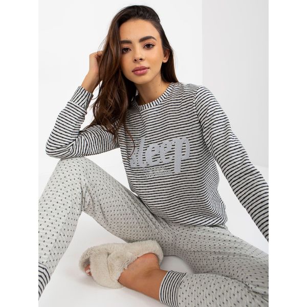 Fashionhunters Gray two-piece pajamas with patches