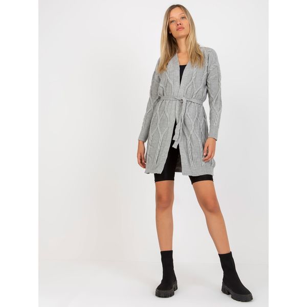 Fashionhunters Gray women's cardigan with braids RUE PARIS