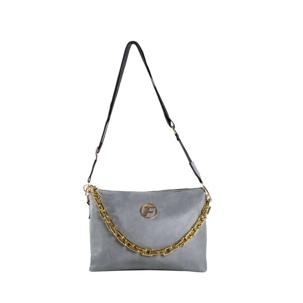 Fashionhunters Gray women's messenger bag with a chain