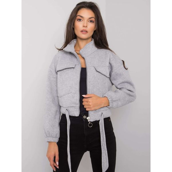 Fashionhunters Gray women's sweatshirt with zip fastening