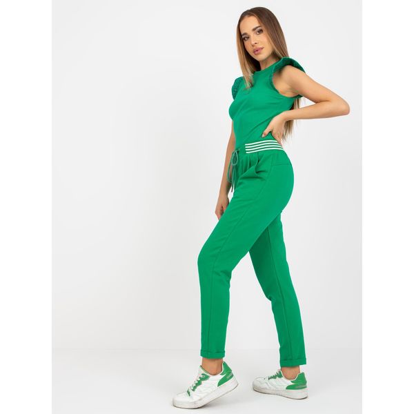 Fashionhunters Green basic sweatpants made of RUE PARIS cotton