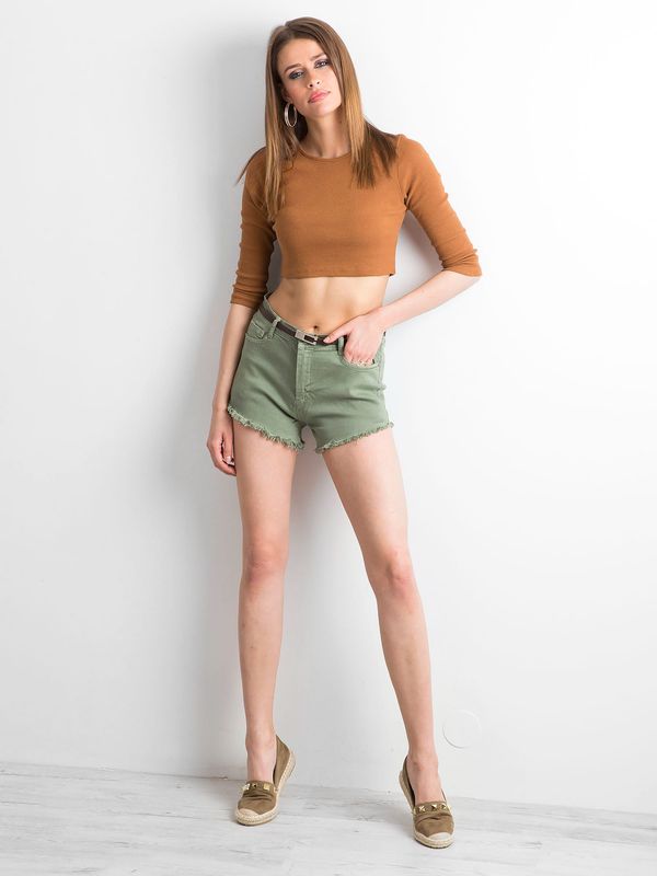 Fashionhunters Green denim shorts