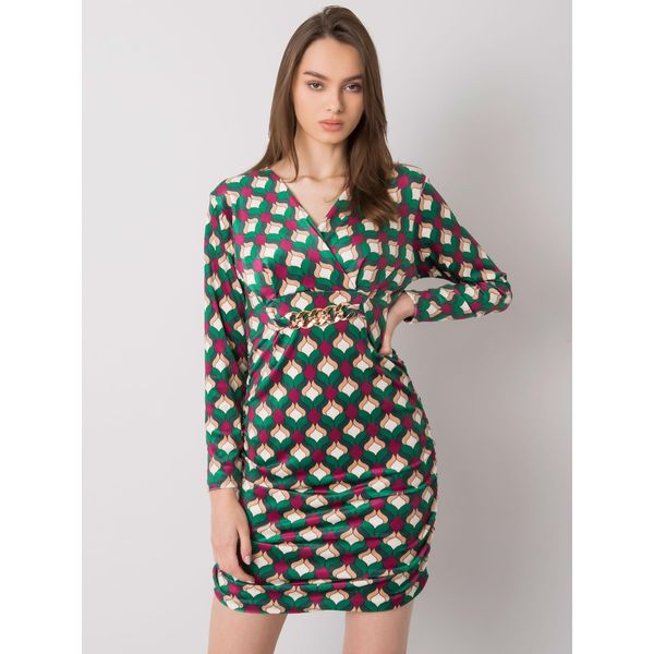 Fashionhunters Green fitted velor dress